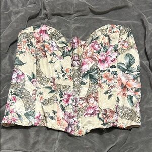 Vintage Floral Strapless Bustier Top